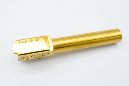 Hooper Gun Works Gold TiN Barrel For Glock 17 9mm – High Polish, Flush Cut, Made In USA