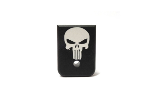 Punisher engraved heavy base plate Glock