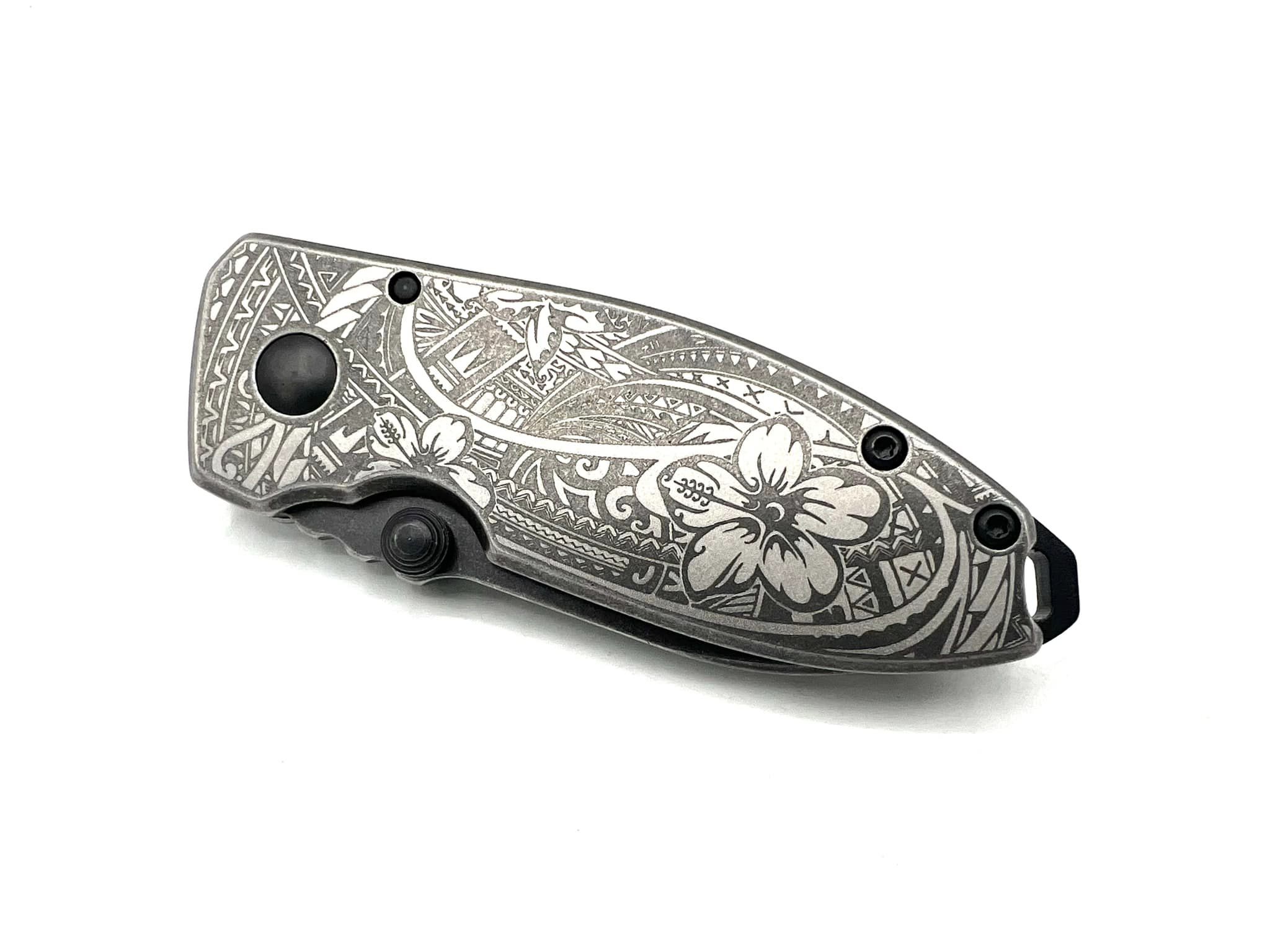 CRKT Squid custom Polynesian Hibiscus Engraved